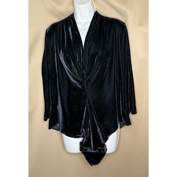 Unique Vintage Black Velvet Bodysuit 2X NWOT - Picture 1 of 5